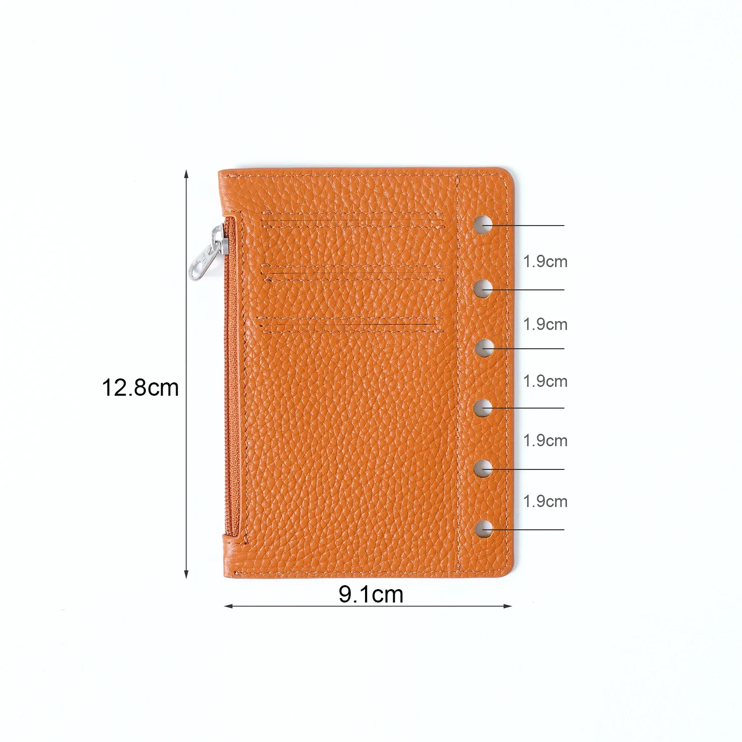 Moterm Zipper Flyleaf for Pocket A7 Size Ring Planner Genuine Pebbled Grain Leather Divider Coin Storage Bag Notebook Accessory