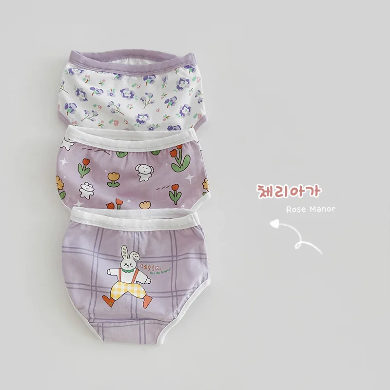 

3Pcs/Lot 2022 summer new rabbit underwear boxer cotton cartoon girls underwear