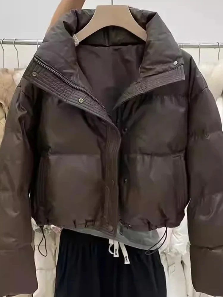 

Новая зимняя женская повседневная модная короткая куртка-пуховик с воротником-стойкой, универсальная, утепленная, из хлопка