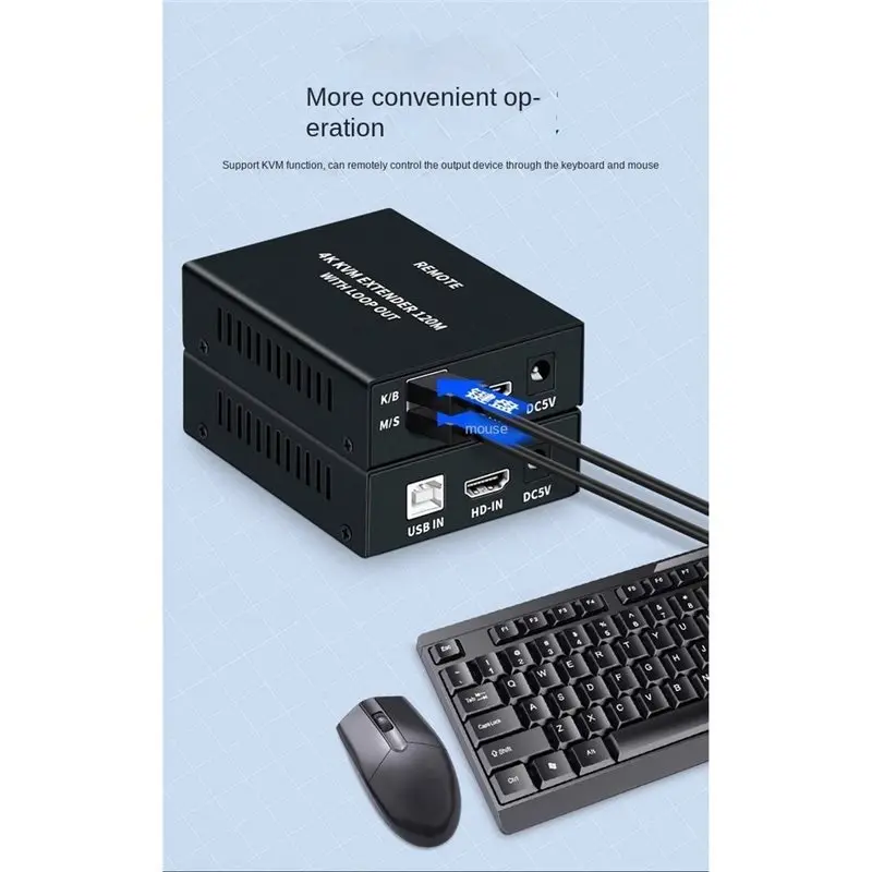 [NEW A09R!】 4K 120M -Compatible KVM Extender 120M Over RJ45 Ethernet EU PLUG