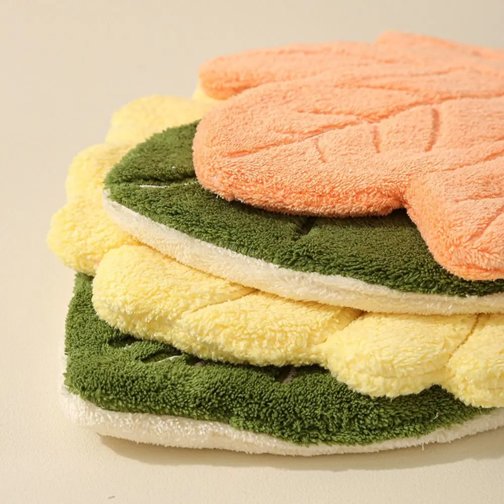 

Мягкое двухслойное полотенце в стиле листьев, впитывающее утолщенное подвесное полотенце для рук, скоростной сухой носовой платок, тряпка для кухни, ванной комнаты