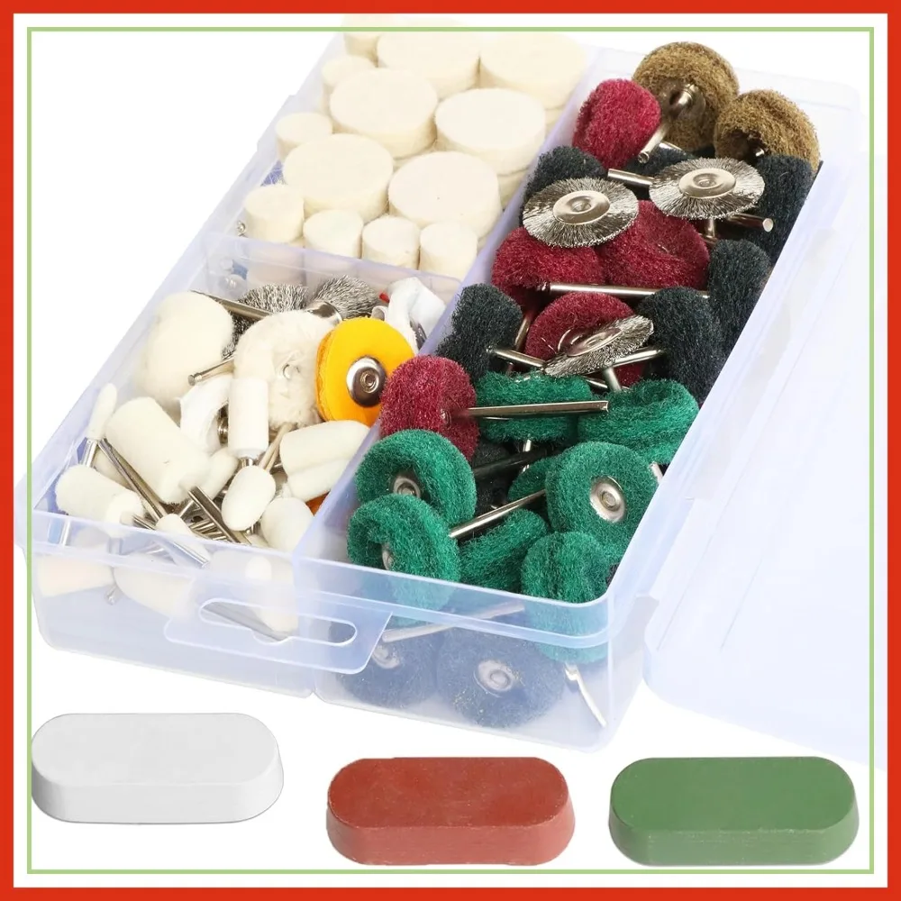 

150 PCS Polishing Buffing Wheel Set for Rotary Tool, 3mm Shank Abrasive Kit