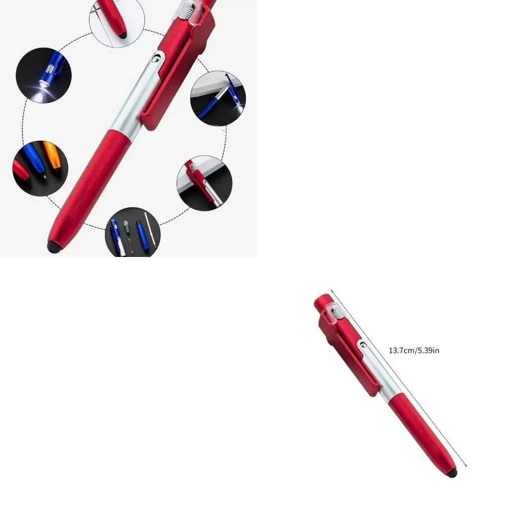 5Pcs Multifunctional Ballpoint Pen, 4-IN-1 Writing Pen with Pen, Led Light, Foldable Phone Stand for Office Staff