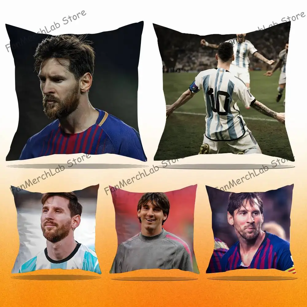 

L-LionelS Football M-MessiS Pillow Case For Sofa Decor Car Office Room Printing Cushion Cover Decorations and Protector