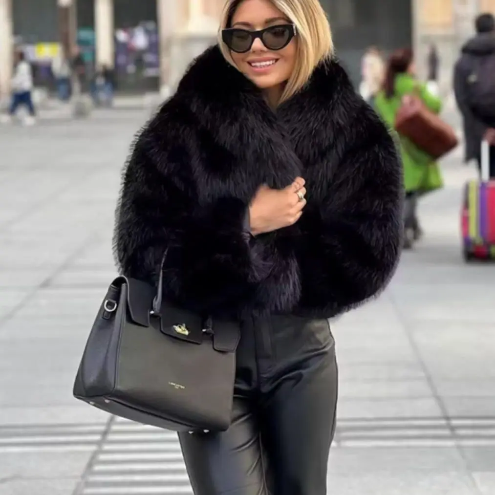 

Autumn and Winter Fashion European Women's Fake Fur Coat Casual Oversized Short Coat