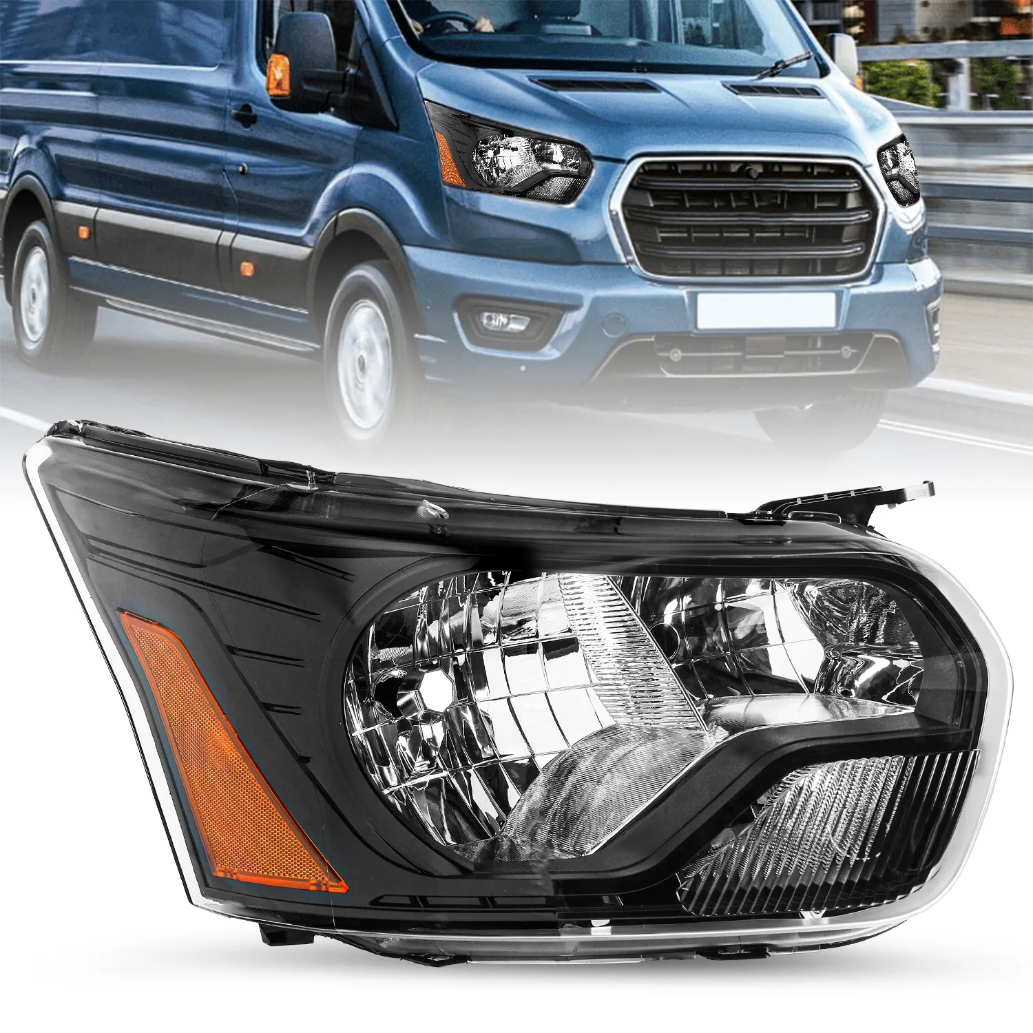 

Halogen Headlight For 2015-2023 Ford Transit Passenger Right Side Headlamp RH
