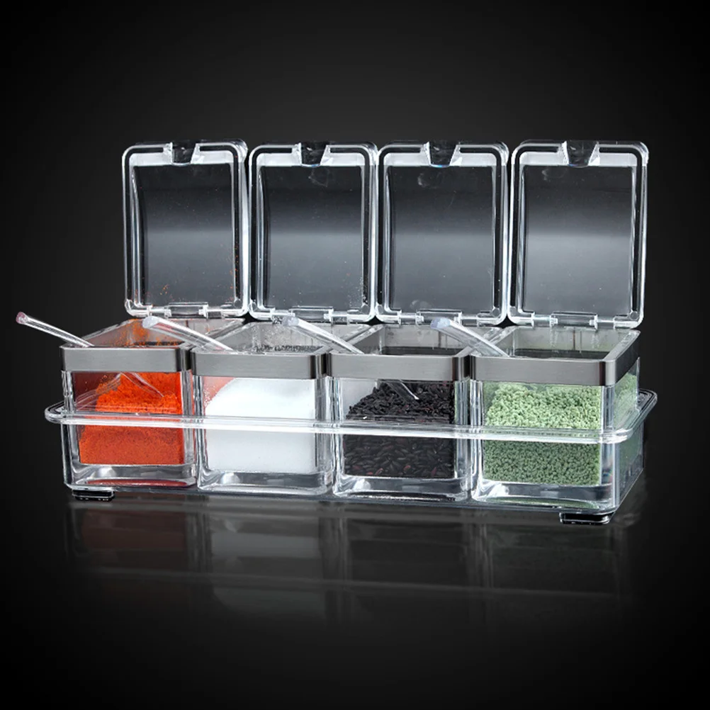 

1Set Long-Lasting Acrylic Spice Containers Seasoning Jars with Lid and Tray for Easy Cleaning and Storage Spice Box