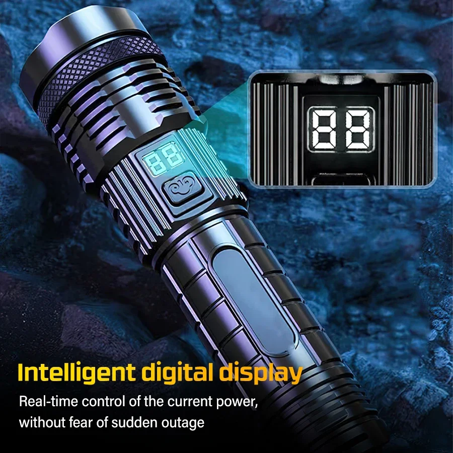 Powerful LED Flashlight Usb Rechargeable Portable Torch Built-in 18650 Battery 5 Mode Lighting Outdoor Emergency Camping Lantern