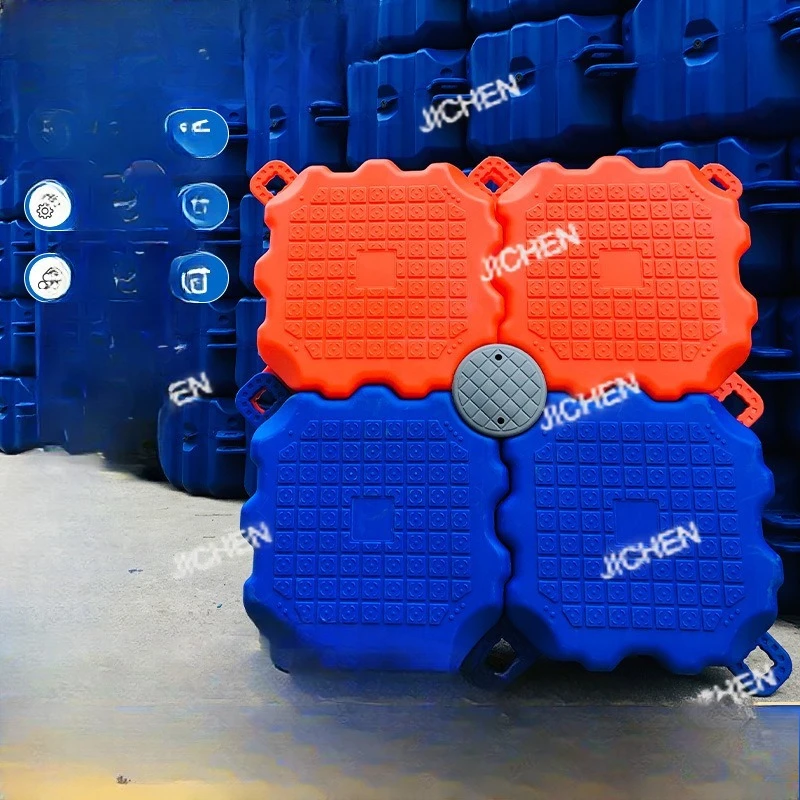 منصة صيد الأسماك البلاستيكية JC ذات العصر المائي، قارب رصيف عائم، جسر عائم، حديقة مائية