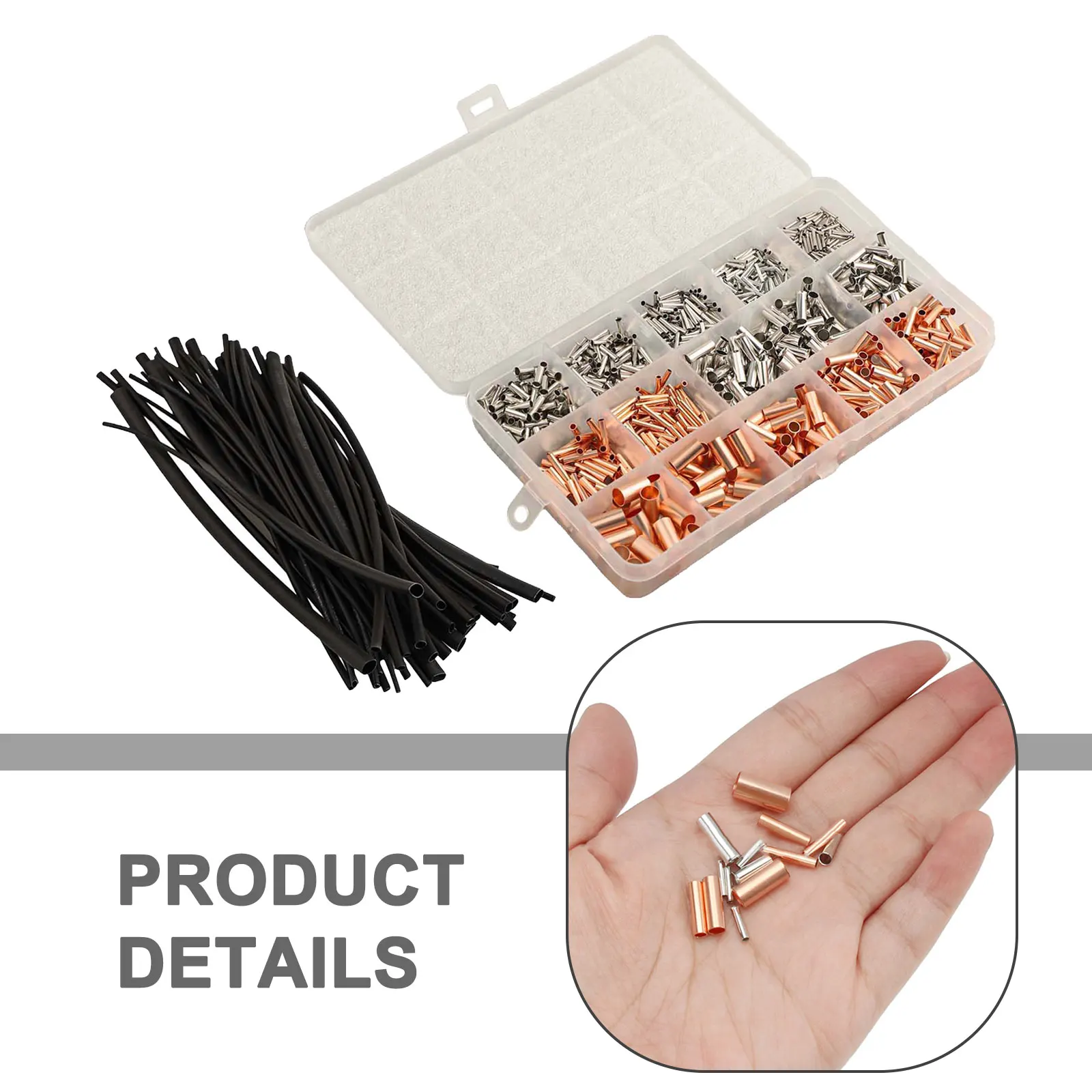 

Complete 970pcs Wire Ferrule Set with Tinned Copper Connectors and Flexible Heat Shrink Tubing for Reliable Connections
