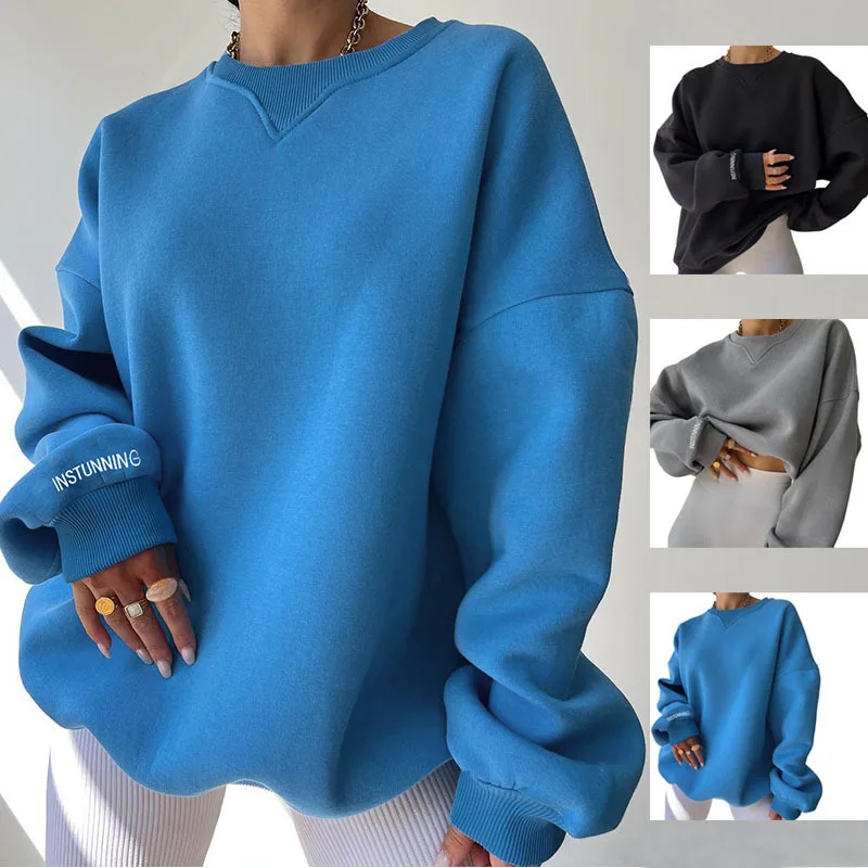 2023 New Loose Versatile Sweater Women's Casual Commuter Loose Thread Collar Print Autumn Trend New Top