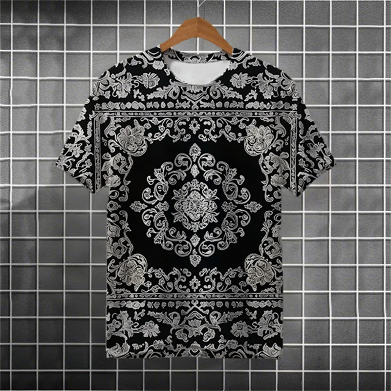 

Футболки с рисунком кешью и серебряными чернилами и цветами, модные модные уличные футболки в стиле хип-хоп с 3D принтом, крутые дышащие футболки большого размера