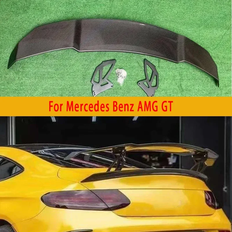 For Mercedes Benz AMG GT GTR GTS V Style Carbon Fiber Tail fins Rear Trunk Spoiler Guide Wing Rear Wing Diverter Car Accessories