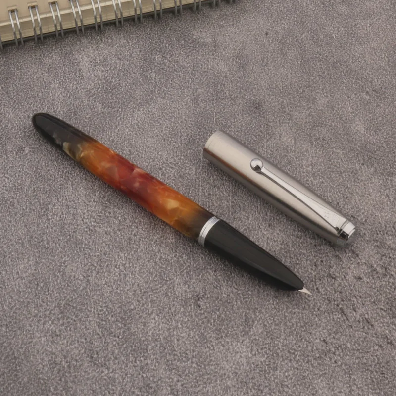 

Jinhao 51-A Серебряная классическая ручка для письма, гладкая кусок, бухгалтерская брошь, Аврора, коричневая акриловая авторучка, бизнес-офис, школьные принадлежности