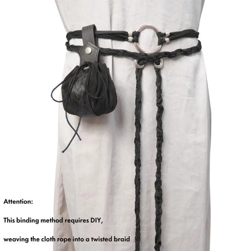 39BD Viktorianisches Taillenseilgürtel-Kostüm-Taillenmieder und PU-Leder-Taillenbeutel-Set für LARP-Events und historische – Detail 2