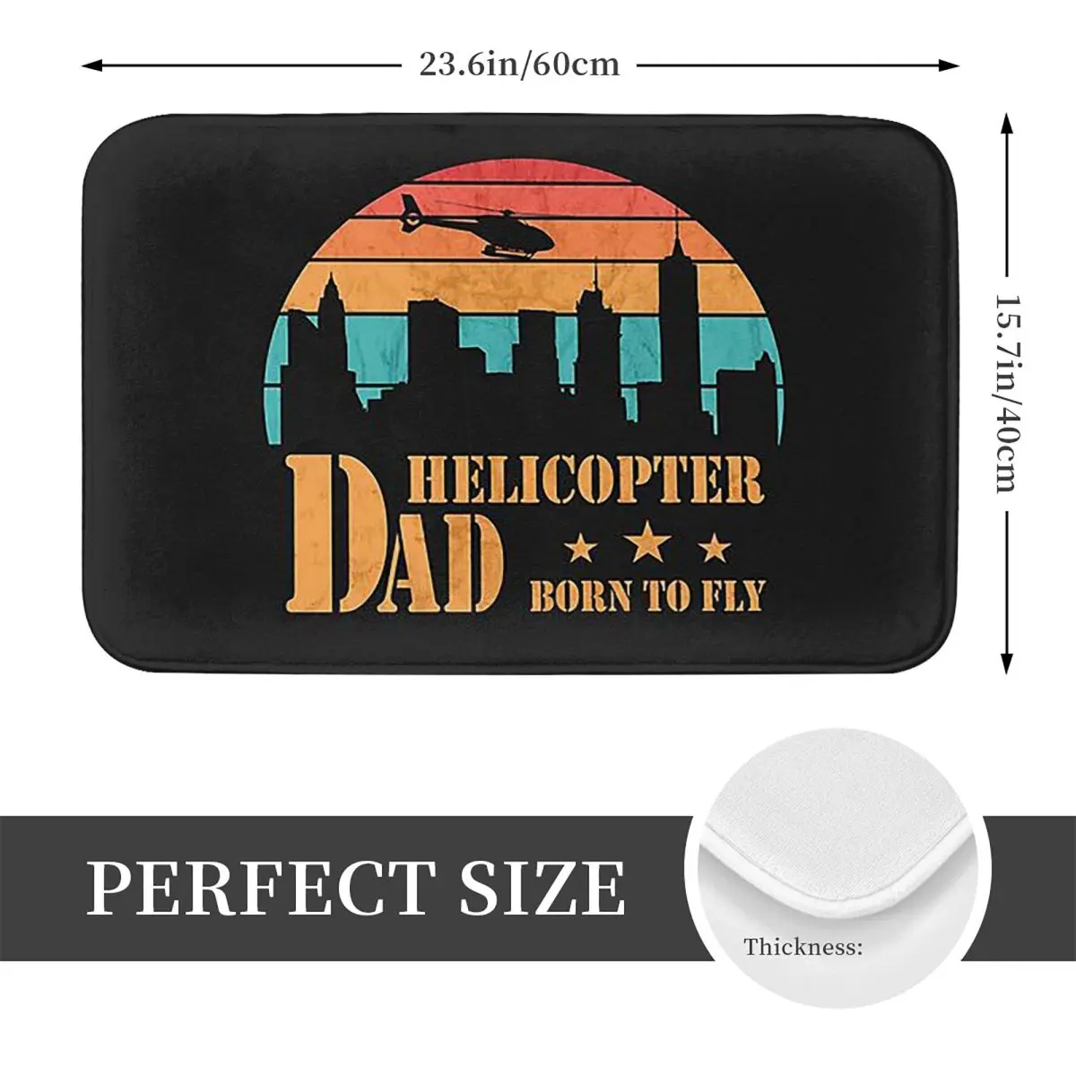 Helicopter Dad Born To Fly Vintage Sunset Doormat Non-slip Bath Mats Home Entrance Rugs Kitchen Living Room Carpet Footpad