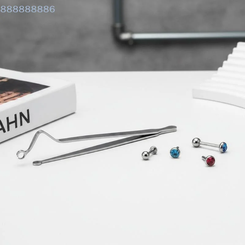 [B]Stainless Steel Piercing Forceps Clamp Tool Lip Nail Earring Puncture Clip Open Close Ear Nose Septum Body Piercing Tool