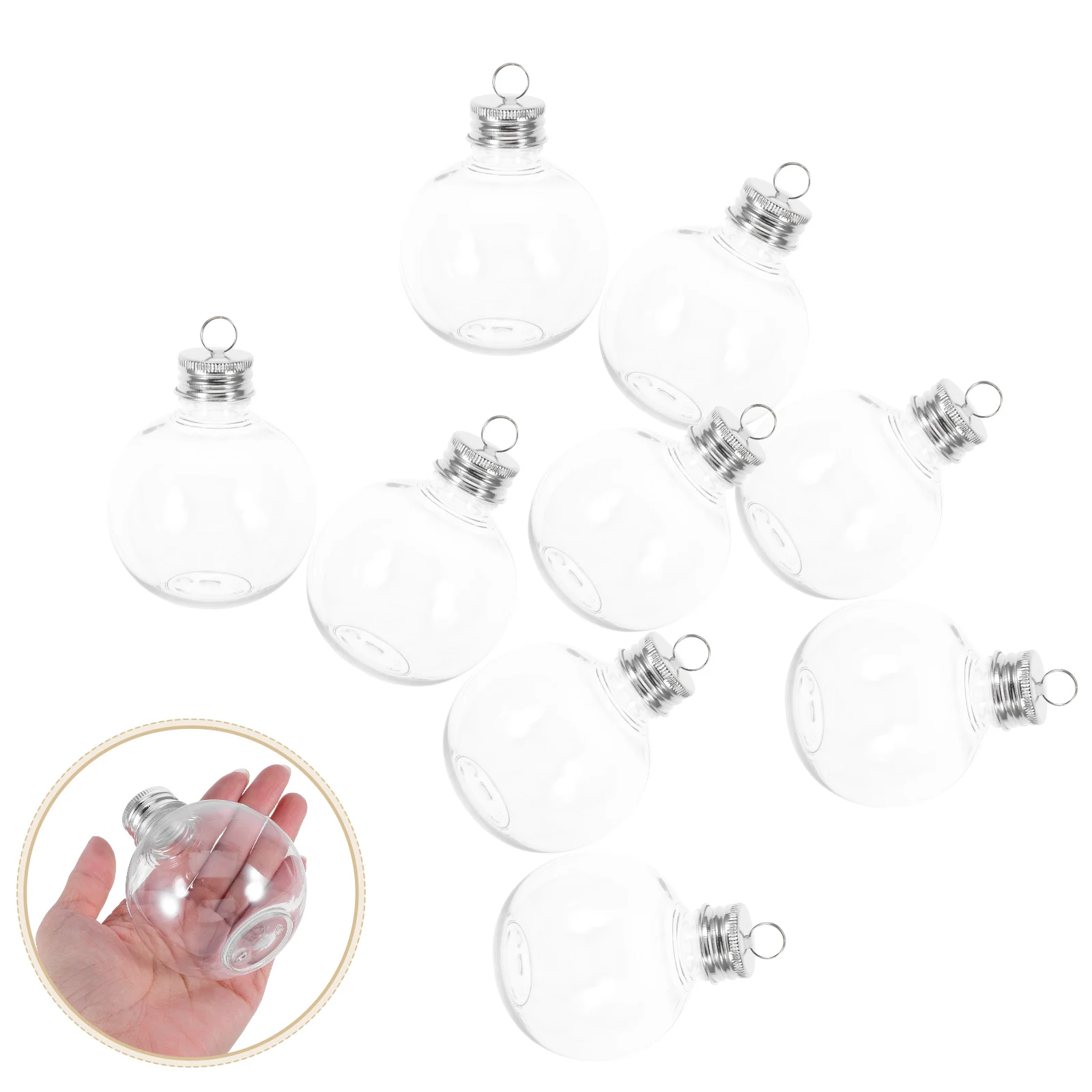 

10Pcs Clear Plastic Christmas Ornament Balls 150ml Fillable Shatterproof Hollow Globe Bottles Holiday Drink Decorations