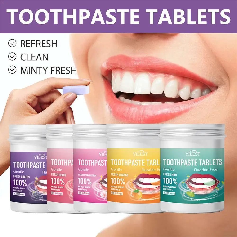 

30pcs Solid Toothpaste Tablets Oral Care Cavities Remove Bad Breath Daily Gentle Maintenance Portable Chewing Tablets