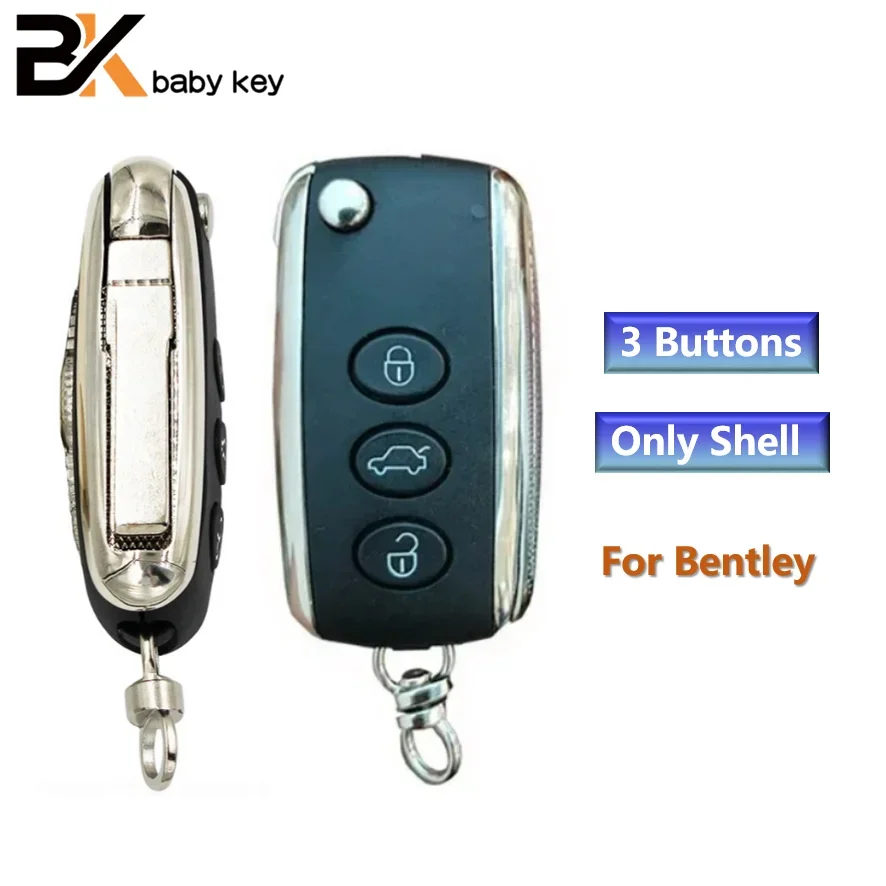 BB Key Shell for Bentley 3 Buttons Flip Folding Blank Remote Car Key