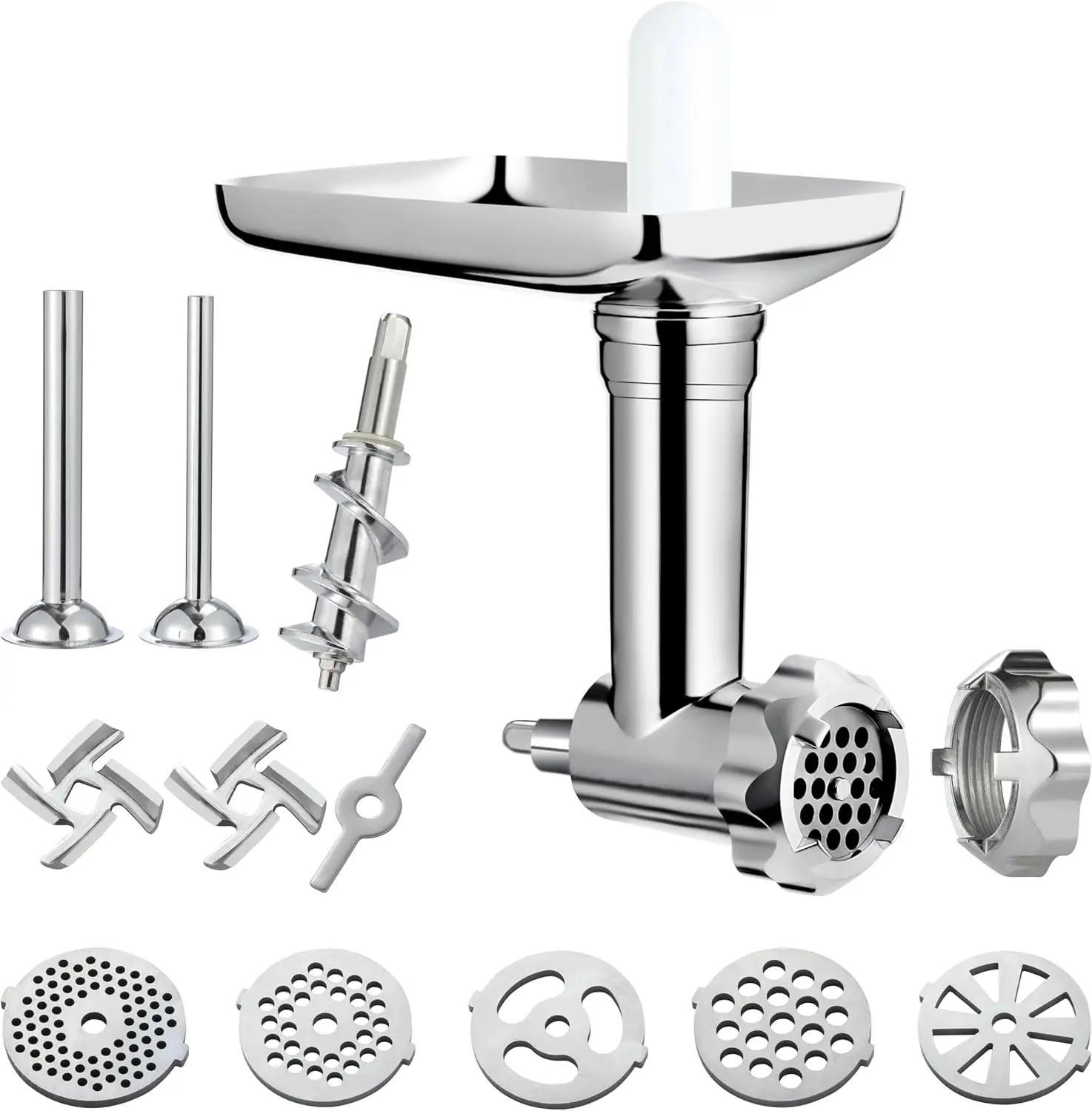 

Durable Metal Food Grinder Attachment for Stand Mixers with Sausage Stuffer Tubes and Accessories