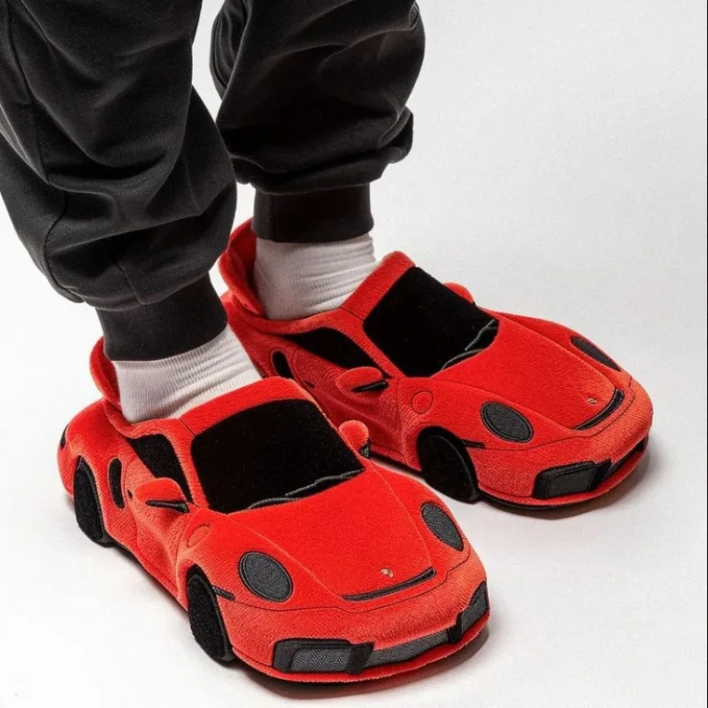 Car Shoes Applicable to Porsche Plush Car Slippers Racing BMW Racing Plush Slippers Toy Christmas Gifts