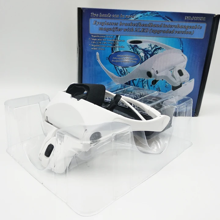 

Eyelash Extensions 5 Lens Adjustable Headband Magnifying Glass Magnifier LED Light 1.5/2.5/3.5 Magnifying Glasses for False Lash