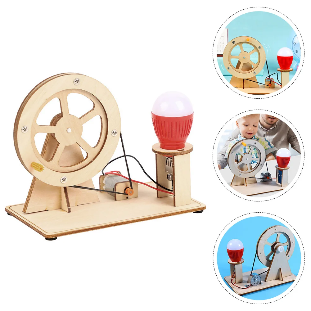 

Hand Generator Electricity Portable Kit DIY Model Crank Wooden Projects for Kids Handheld