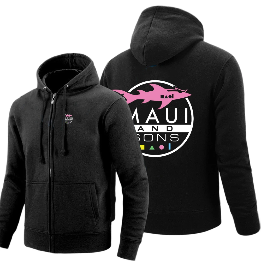 Maui And Sons Shark Hoodies Autumn Men Sweatshirts Long Sleeve Jacket Hoodies Zipper Closure Leisure Slim Fit Coat view 5