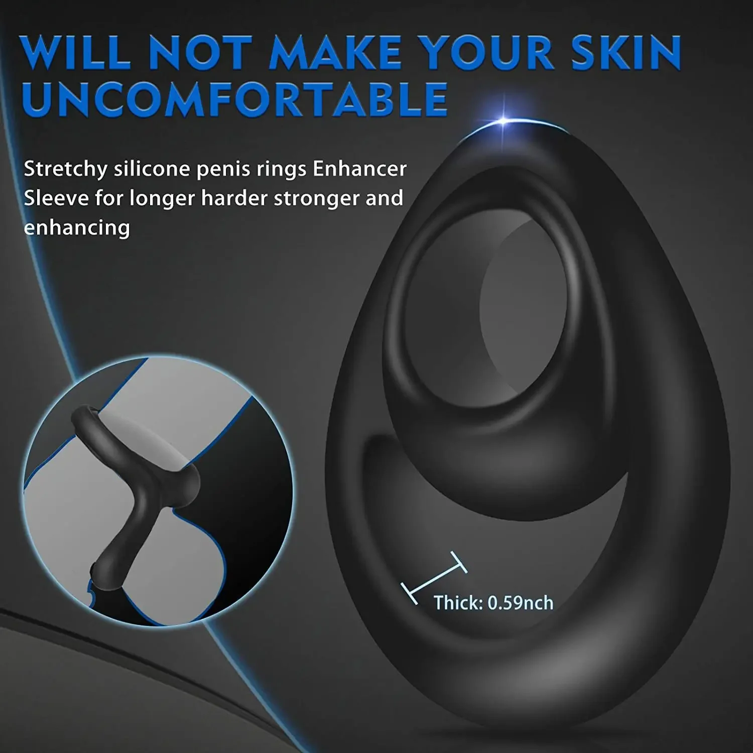 Soft Silicone Penis Ring Delay Ejaculation Ball Scrotum Stretcher 8-Shaped Cockring Testicle Semen Lock BDSM Sex Toy for Men