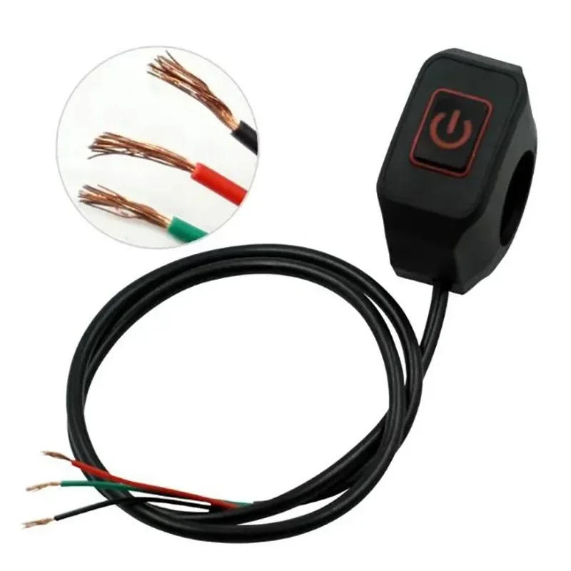 22mm 12v Motorcycle Handlebar Switch with Led Light Electric Star Pressure Waterproof Control Switch Button Modified Accessories