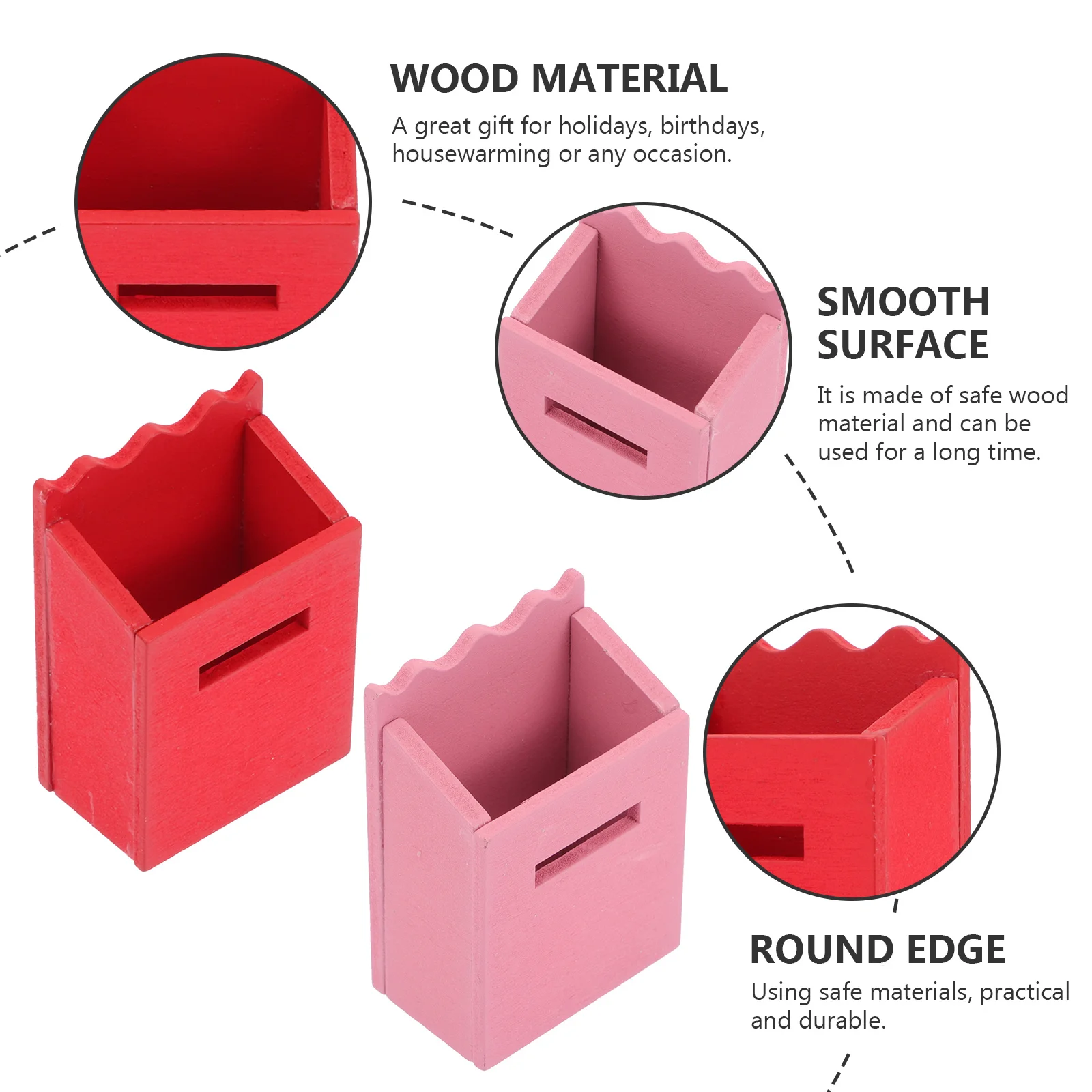 2 قطعة صندوق بريد صغير آمن من الخشب أثاث مصغر مثالي ديكورات منزلية صغيرة صندوق بريد جامع هدية صندوق بريد صغير