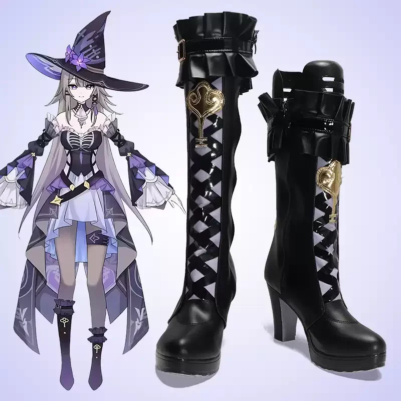 

Custom Made Cosplay Shoes for Honkai: Star Rail's Big Black Tower with Height-Increasing Heels and Plus Sizes