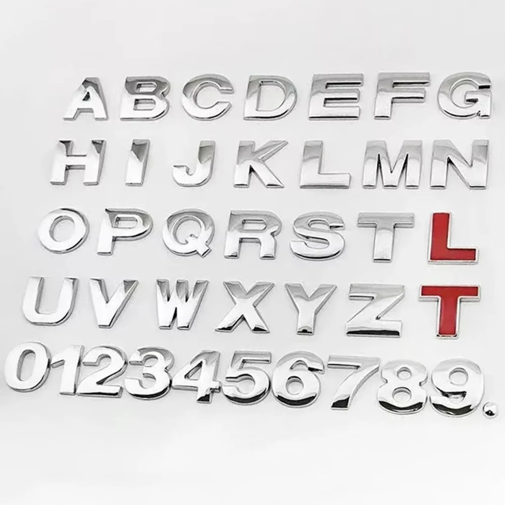 3D Metal 45mm 25mm Car Letters Alphabet Emblem Numbers Chrome Labeling Car Sticker Trunk Logo Letters Emblem For Hyundai Toyota