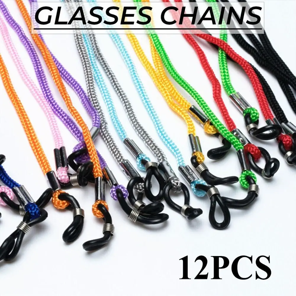 12pcs/Lot Multicolor Black Nylon Glasses String Cord Holder Sunglasses for Eyeglasses Lanyard Neck Rope Strap