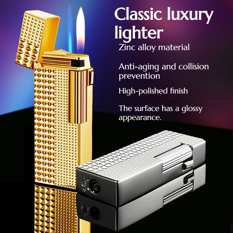 

High-end Metal Narrow Version Inflatable Double Striker Lighter Side-sliding Sandwheel Innovative Gift Idea for Your Boyfriend