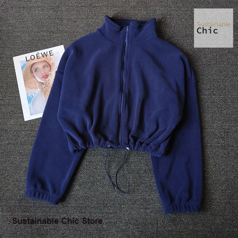 Koreanische Sport Mantel Lammwolle Kragen lose Kordelzug Reißverschluss Pullover Frauen Herbst und Winter Mode heiße Mädchen warme Yoga Kleidung