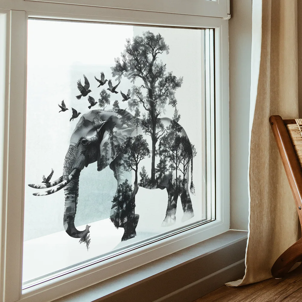 Elephant Decorative Vinyl Child Wall Stickers For Bedroom Accessories Adhesive Wallpaper Wall Art Room Decor Mirror Sticker