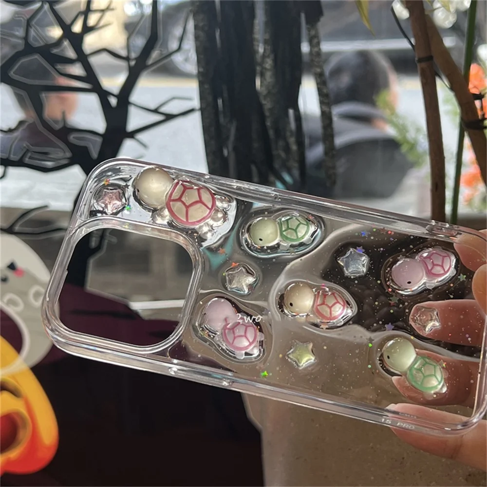 جراب هاتف شفاف من السلاحف الكرتونية المتوهجة في الظلام ، غطاء خلفي من السيليكون الناعم ، دمية ثلاثية الأبعاد لطيفة ، آيفون 16 ، 15 ، 13 ، 14 ، 12 ، 11 برو ماكس ، بلس