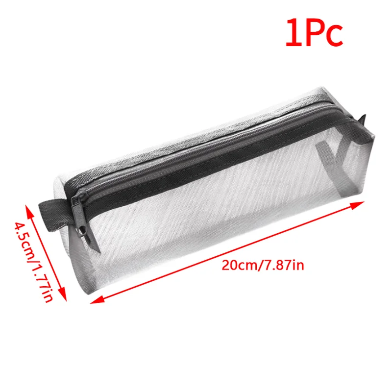 1Pc Makeup Pouch Lipstick Makeup Brush Storage Bags Student Transparent Mesh Pencil Case Ins Travel Cosmetic Organizer For Women