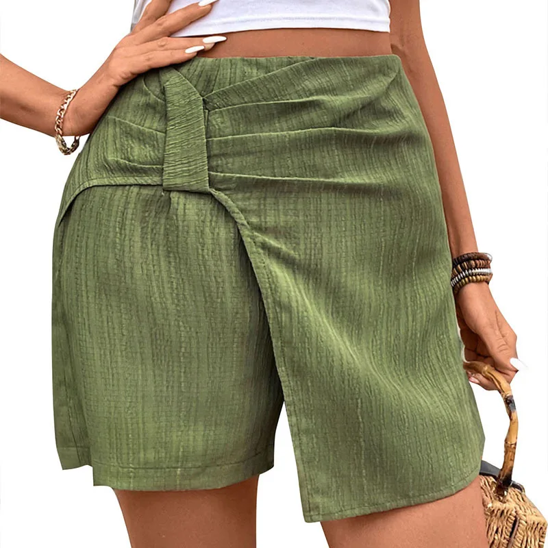 Temperament Commuter Muscle Sense Design Solid Color Green Culottes Summer Clothes Women 2024 Ladies Shorts Womens Clothing