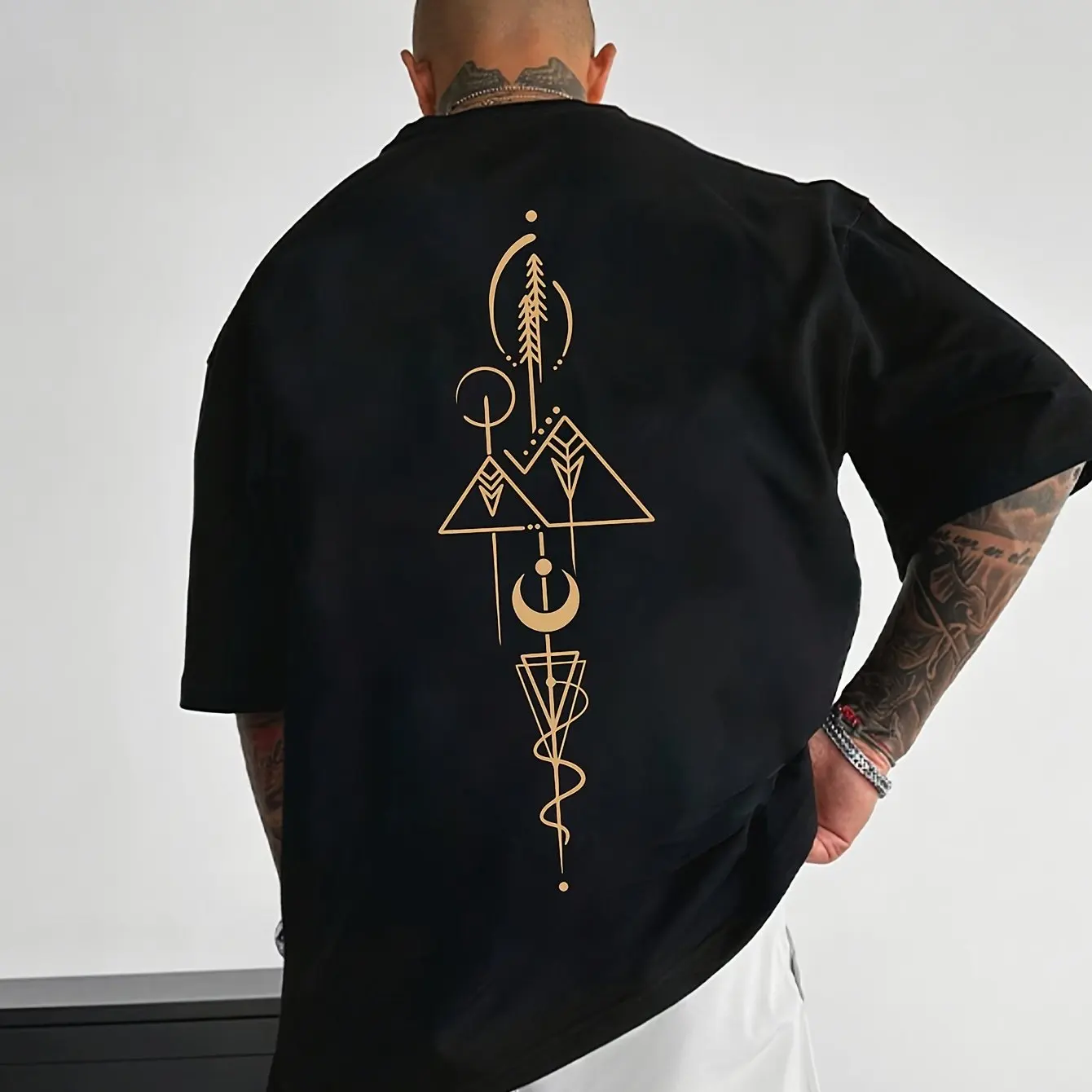 

Summer Men's 100% Cotton Comfortable Casual Wide Large Size Abstract Pattern Printed Crew Neck Short Sleeve T-Shirt Top