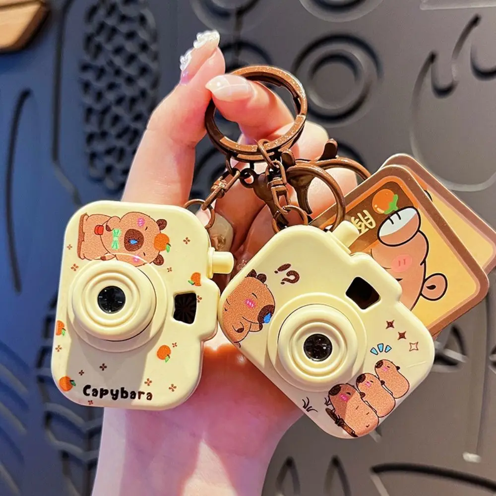 Nieuwe Capybara Projectiecamera Sleutelhanger Kawaii Cartoon Mini Camera Sleutelhanger Mode Lichtgevende Rugzak Hanger