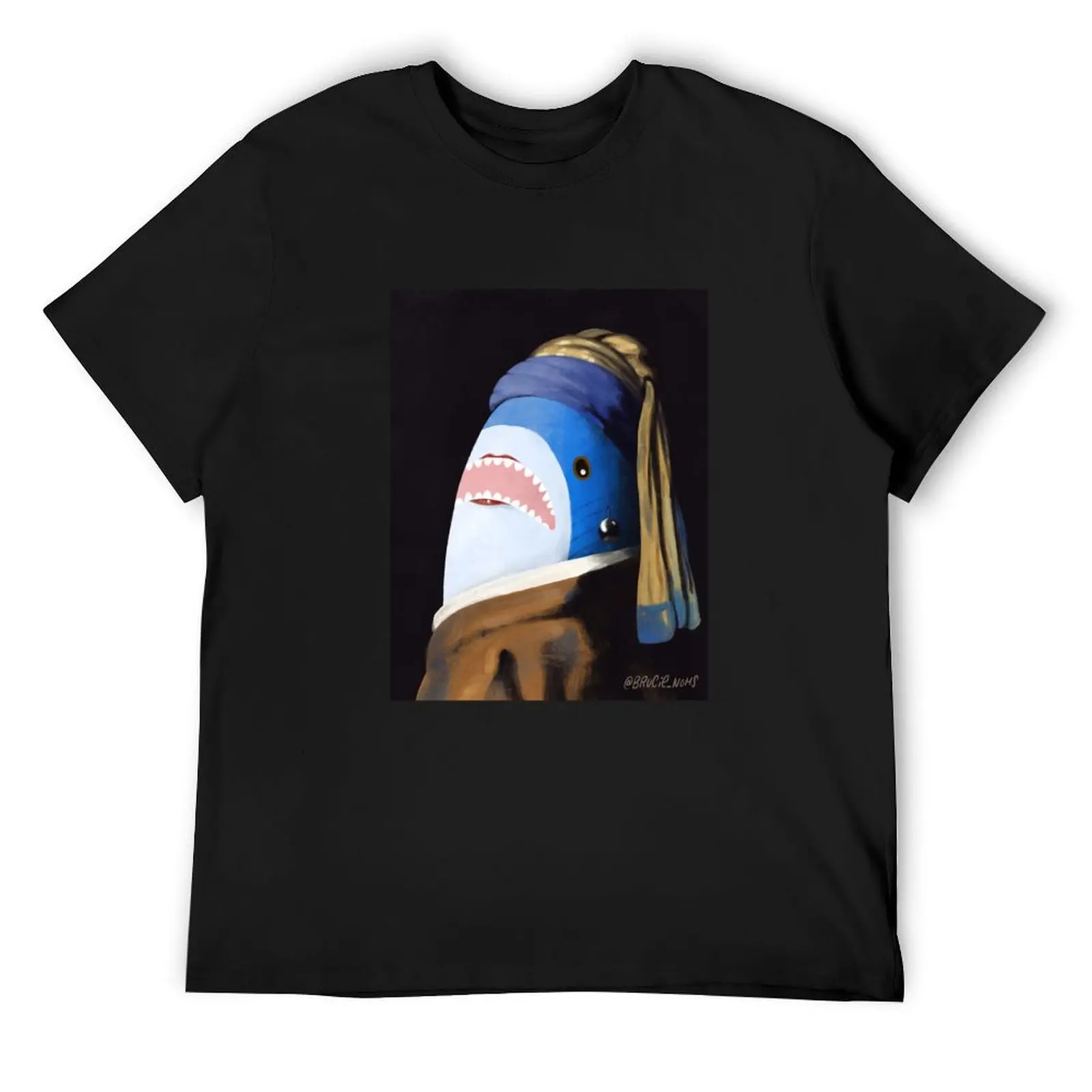 The Blahaj with a Pearl Earring T-Shirt animal prinfor boys Aesthetic clothing sweat plus size men clothing