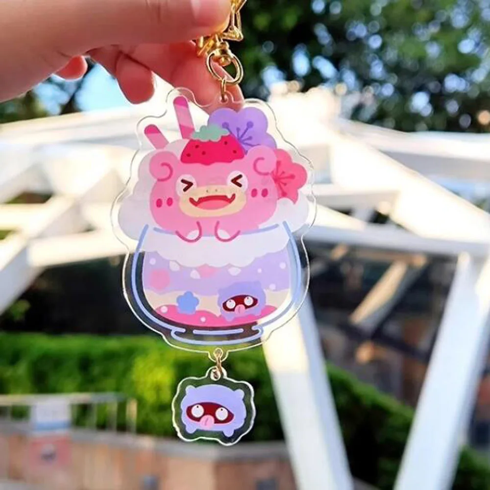 Portachiavi in acrilico per Pokemon Snorlax Gengar Ditto Eevee Magikarp Jirachi Rowlet Jigglypuff Piplup Bag Ciondolo Portachiavi in acrilico