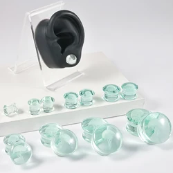 2pcs Glass Double Flare Clear Jellyfish Ear Expanders Tunnels Gauges Piercing Earring Plugs Body Jewelry Strechers 0g-1inch