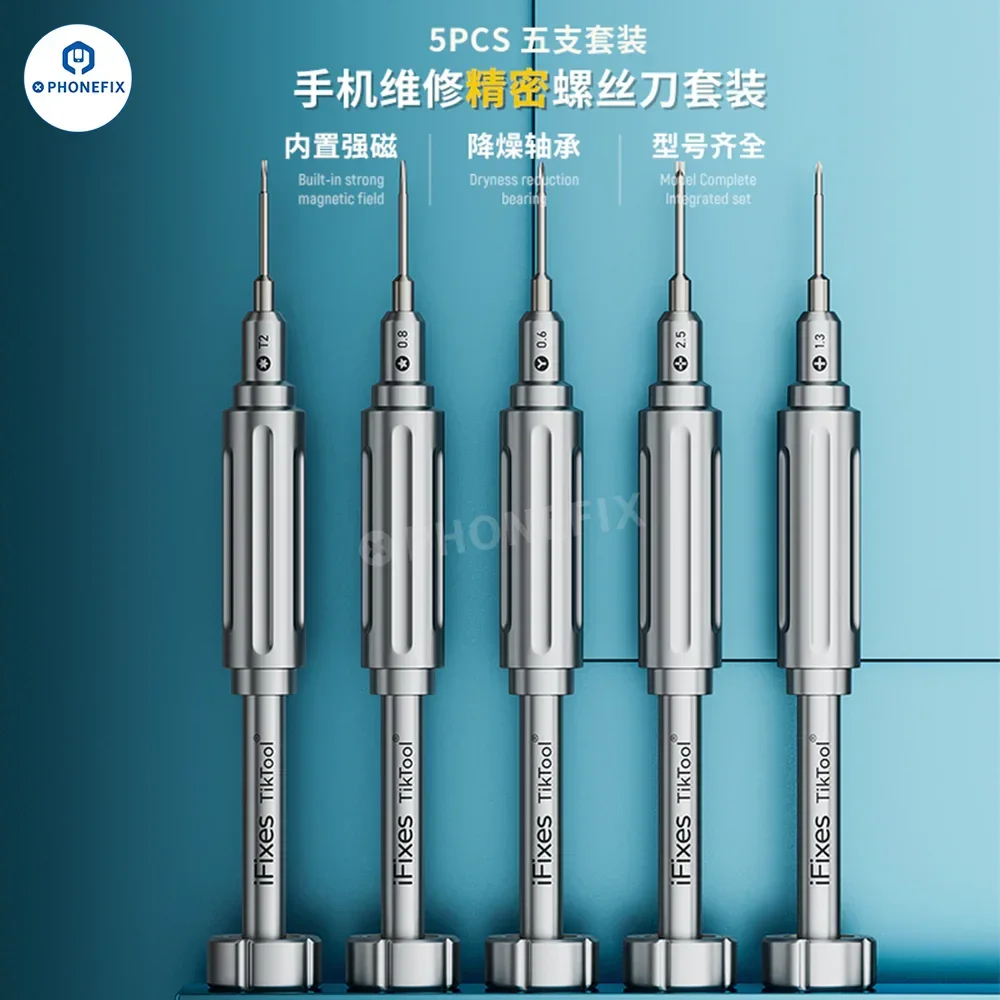 IFixes Tiktool ITK5 Precision Mini Screwdriver Kit Extra Hard S2 Bit 5pcs/set Built-in Strong Magnetic Field for Phone Repair