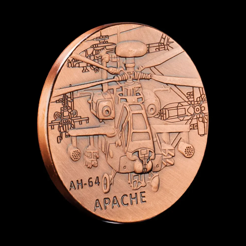 Army AH-64 Apache Gunship Bronze Plated Souvenir Coin US Veteran Collectible Coin Commemorative Gift