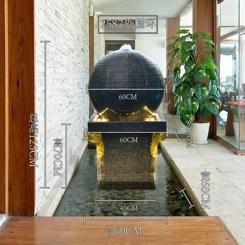 b11- creative simple spherical water ornament living room courtyard landscape outdoor floor transfer fish pond decoration