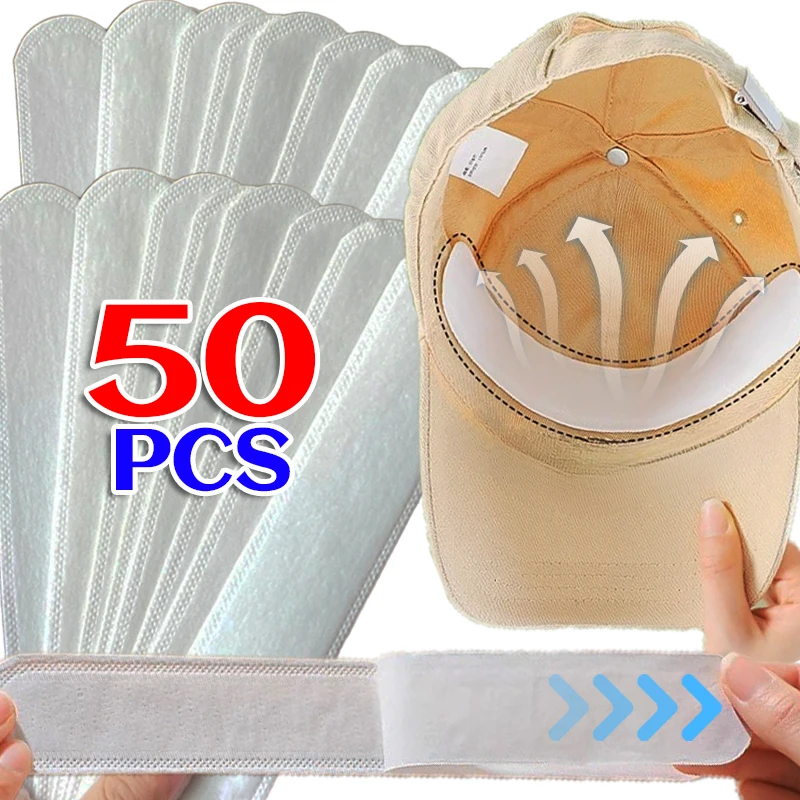 

10/50Pcs Invisible Hat Sweat Absorber Stickers Liner Bands Sweatband Visor Hat Size Reducer Cap Anti-dirty Strips Pads Tape